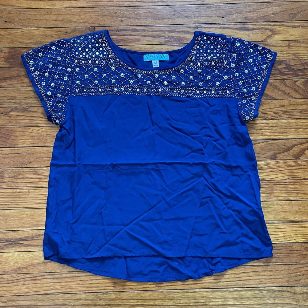 Dina Be Sequin Blue Top